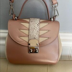 Italian leather Crossbody Bag with Textured Flap H 7” X W 8.5” D 4”